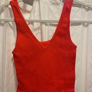 Vibrant Orange Ribbed Tank Top